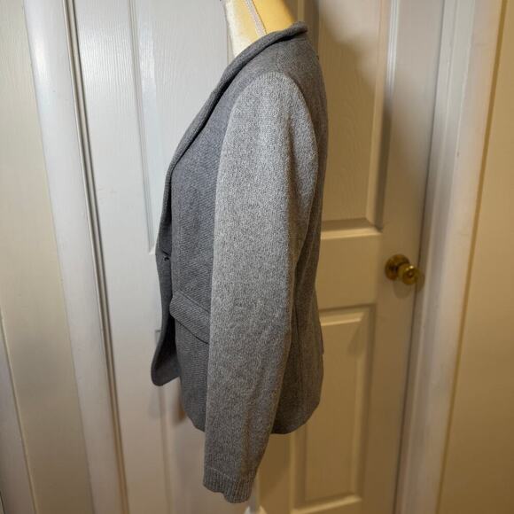 Peserico Single-Breasted Wool Silk Cashmere Blend Knit Sleeve Blazer Grey 44IT - Picture 4 of 12